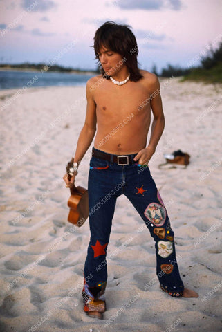 shirtless David Cassidy on the beach in his groovy blue jeans 8b20-16862