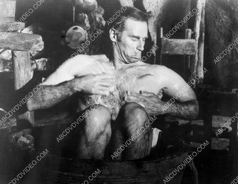 Charlton Heston taking a bath in a barrel 8b20-17932