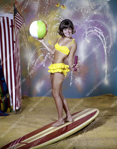 Sally Field does 4th of July pinup on surfboard w firecrackers and beach ball TV Gidget 8b20-19101