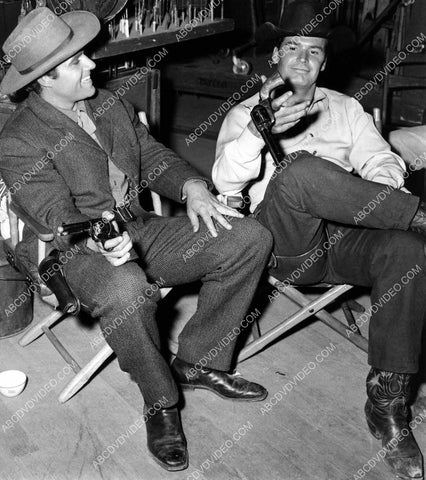 candid Jack Kelly James Garner on set TV Maverick 8b20-20219