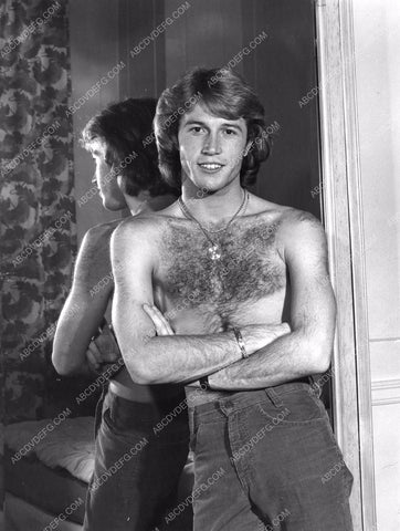 shirtless Andy Gibb leaning on the mirror 8b20-3803