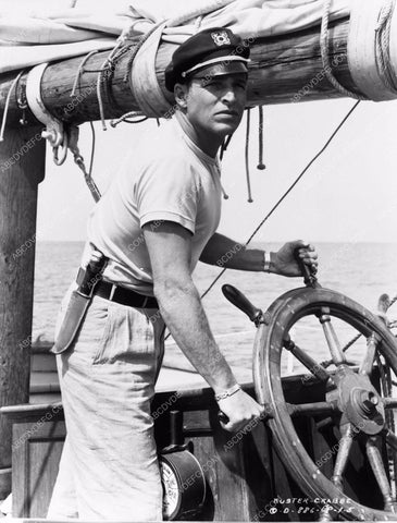 handsome Buster Crabbe at the ship's wheel 8b20-5623