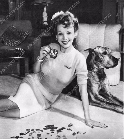 Carole Landis at home w military pins and insignias 8b20-7879