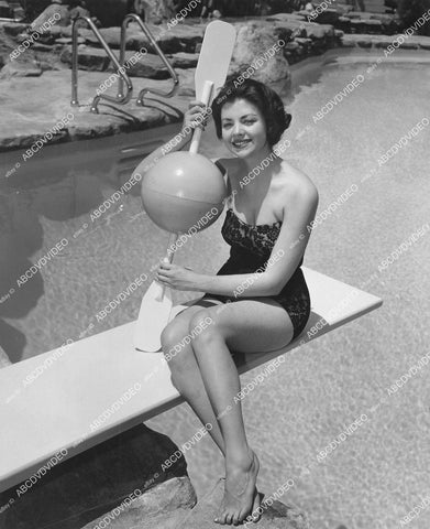 crp-003 news photo Barbara Dunnigton 1950's pinup pose at pool Bermuda Dunes Hotel Palm Springs crp-003