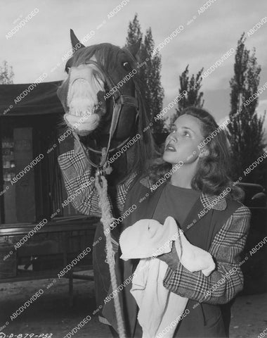 crp-00076 Barbara Britton w Randolph Scott's horse Steel on location in Sedona Az crp-00076