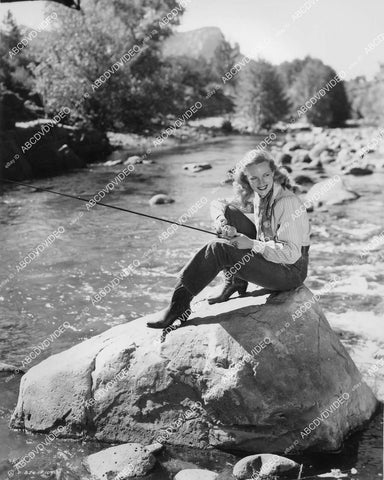 crp-096 Barbara Britton goes trout fishing on location Sedona Az film Gunfighters crp-096