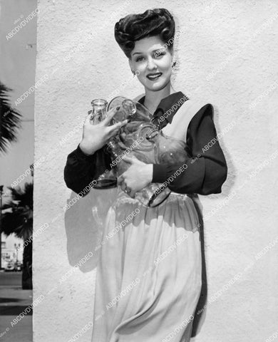 crp-10014 1944 candid Ann Savage w milk bottles at Columbia Studios crp-10014