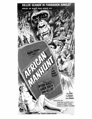 crp-10172 1955 Myron Healey, Karin Booth poster art film African Manhunt crp-10172