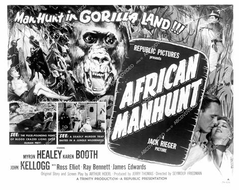 crp-10175 1955 Myron Healey, Karin Booth poster art film African Manhunt crp-10175