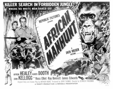 crp-10176 1955 Myron Healey, Karin Booth poster art film African Manhunt crp-10176