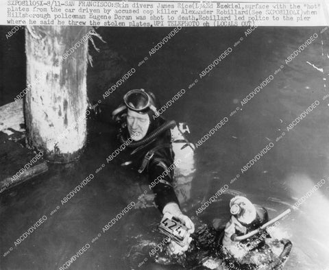 crp-10801 1950's crime photo scuba divers find evidence in San Francisco cop killer case Alexander Robillard crp-10801