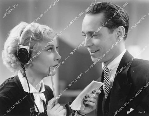 crp-11004 1935 Una Merkel cool old telephone operator headset, Franchot Tone film One New York Night crp-11004