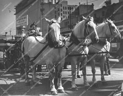 crp-11781 1939 news photo vintage firetruck horse drawn fire carriage for Los Angeles fire prevention week crp-11781