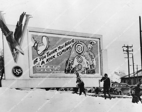 crp-11966 1943 WWII propaganda billboard w Adolf Hitler w bullseye on his butt crp-11966