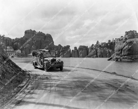 crp-12057 1930's vintage tour bus in scenic nature Black Hills South Dakota National Park crp-12057
