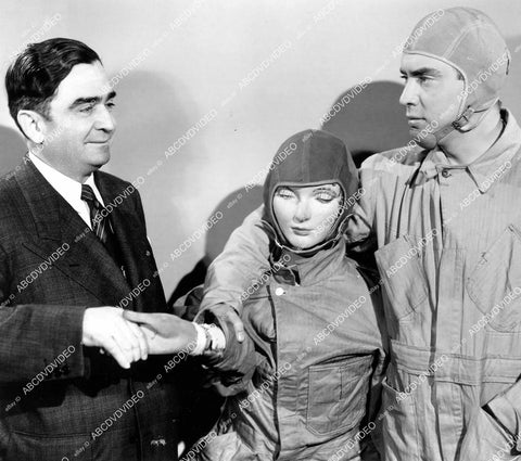 crp-12452 1941 7x7 photo LA Sheriff Eugene Biscailuz at RKO Studios w Edmond O'Brien & Bessie test dummy film Parachute Battalion crp-12452