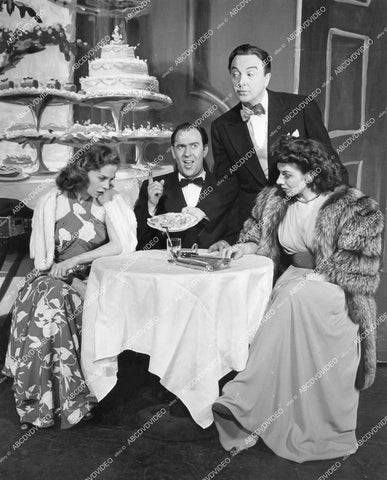 crp-12805 1950's Hilde Palmer, Carl Reiner, Jack Haley, Holly Harris w cake live stage play Inside USA crp-12805