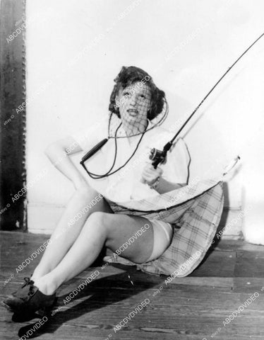 crp-13594 1941 ice skating champion Megan Taylor fishing pole & hook comedy upskirt pic crp-13594