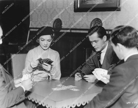 crp-13620 1933 candid Helen Hayes, Robert Montgomery play cards w cast on set film Another Language crp-13620