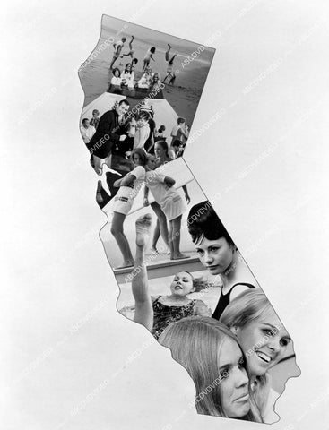 crp-13880 1968 pretty models in California state cutout for documentary TV The California Girl crp-13880
