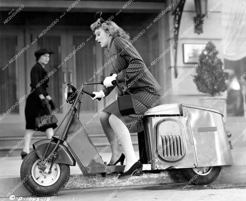 crp-14355 1944 Evelyn Keyes on vintage motor scooter film Strange Affair crp-14355