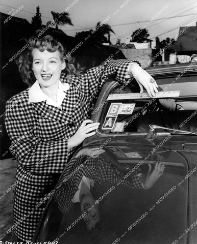 crp-14576 1942 Evelyn Keyes w city & DMV officials WWII A Card gas rationing compliance campaign crp-14576