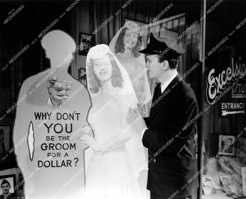crp-15010 1944 Bob Haymes, Jane Lawrence as cardboard cutout bride film Sailor's Holiday crp-15010