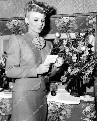 crp-15116 1944 Janet Blair in dressing room w flowers film Tonight and Every Night crp-15116