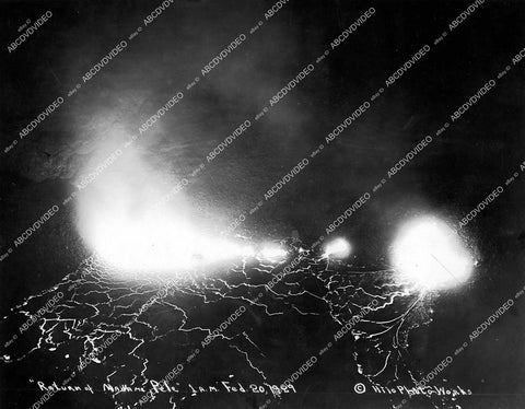crp-15260 1929 historic Hawaii Mt Kilauea volcano erupts at night crp-15260