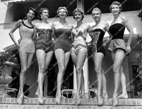 crp-15306 1953 pretty in Dream Line swimsuits Katherine Cassidy, Fulvia Colombo, Millie Carroll, Rosalee Calvert, Shirley Tegge, Betty Koch line of legs and feet crp-15306
