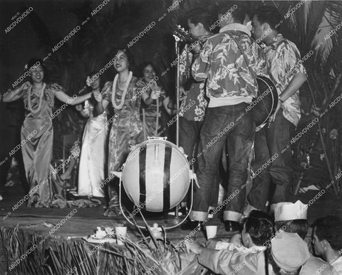 crp-15337 1940's hula dancers & musicians entertain Camp Pendleton 13th infantry Hawaiian luau crp-15337