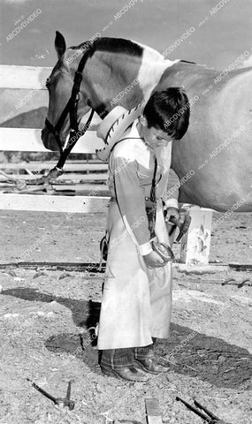 crp-15404 1948 young Tommy Linton w horse Cactus on Phoenix Az ranch learns about hard work crp-15404