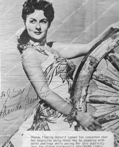 crp-16363 1950's magazine page Rhonda Fleming portrait w genuine autograph crp-16363