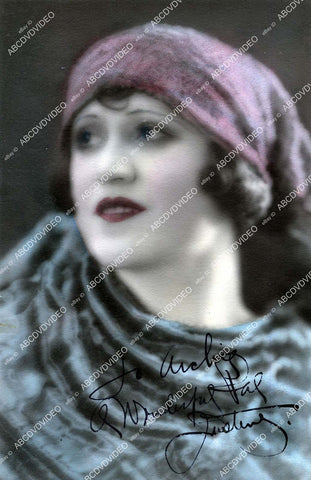 crp-16385 1924 hand tinted silent film star Justine Valse portrait w genuine autograph crp-16385