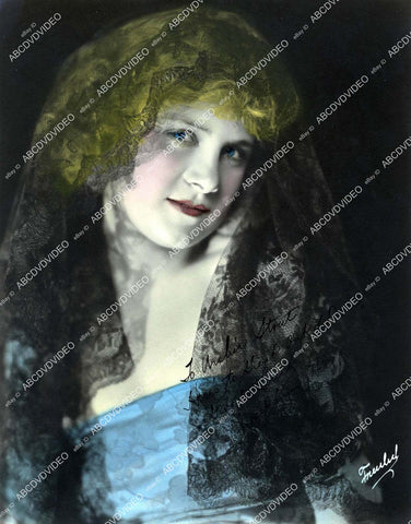 crp-16435 circa 1920 hand tinted silent film star Josephine Hill Young w genuine autograph crp-16435