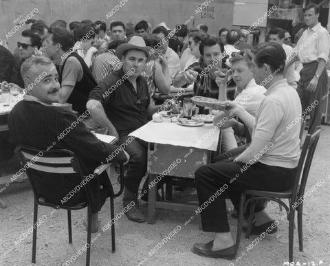 crp-01766 1963 director Michael Carreras cast and crew break for lunch on location Hammer film Maniac crp-01766
