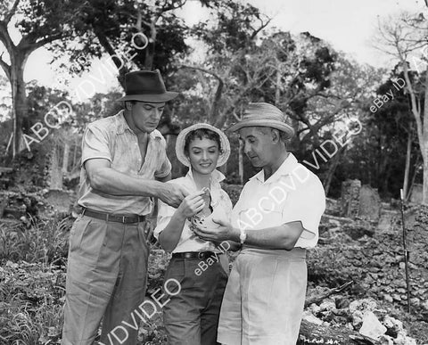 crp-02063 1956 Cornel Wilde, Donna Reed w archaeologist J S Kirkman 15th century vase on location film Beyond Mombasa crp-02063
