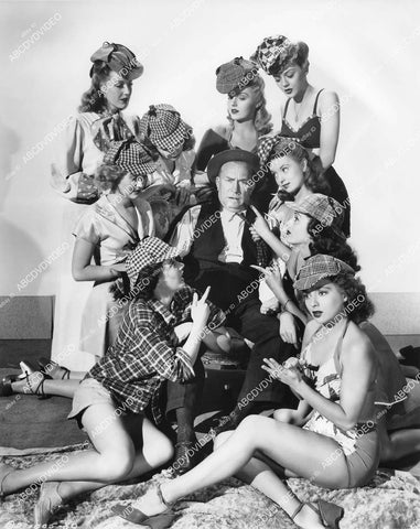 crp-02364 1944 babes Anita Louise,Shirley Mills,Nina Foche,Leslie Brooks Sherlock Holmes hats film Nine Girls crp-02364