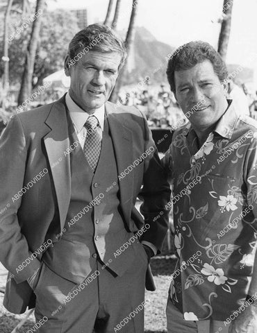 crp-02443 1986 William Shatner, Don Murray on location in Hawaii TVM Blood Sport crp-02443