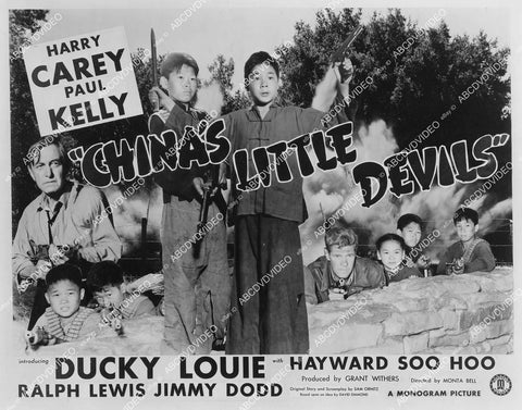 crp-02751 1945 Harry Carey, Ducky Louie, Hayward Soo Soo film China's Little Devils crp-02751