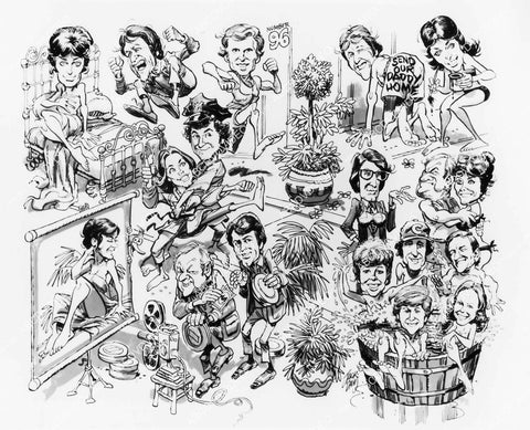 crp-02934 1980 Jack Davis caricatures Sharon Spelman, Barry Bartle and cast TV Number 96 crp-02934