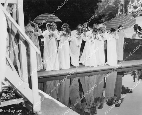 crp-00345 1946 Kay Morley leads sorority college pledges on initiation film Betty Co-Ed crp-00345