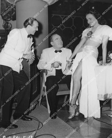 crp-03503 1946 music Eddie Le Baron, Pat O'Brien, dancer Amelia Vargas on set Perilous Holiday crp-03503