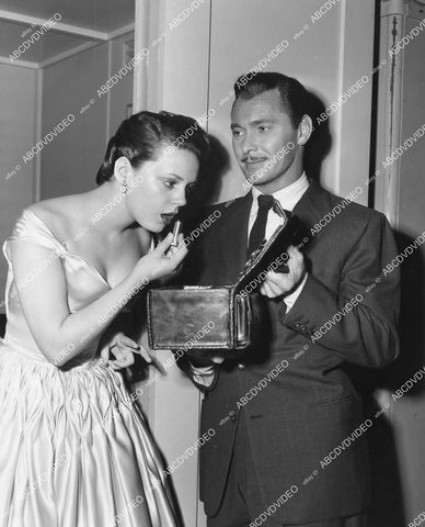 crp-03526 1956 singer Peggy King does makeup check w help Barry Sullivan film Tribute to a Bad man crp-03526