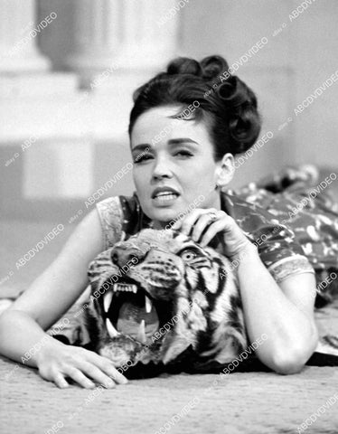 crp-03900 1964 beautiful Kathryn Crosby laying on tiger skin rug TV The Bob Hope Show crp-03900