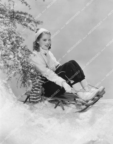 crp-04097 1936 pretty Helen Burgess Christmas Cheer pic on snow sled crp-04097
