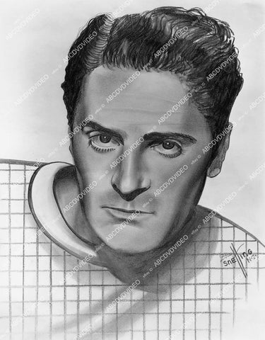 crp-00445 1938 sketch of Francis Lederer film The Lone Wolf in Paris sketch by Doug Snelling crp-00445