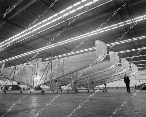 crp-04974 1944 WWII aviation Boeing assembly line new B-29 bomber stabilizers being inspected crp-04974