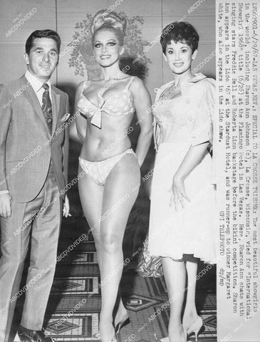 crp-05374 1967 sexpot showgirl Sharon Ann Johnson, Freddie Bell, Roberta Linn Flamingo Hotel Las Vegas crp-05374