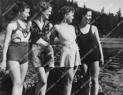 crp-00715 1936 Juneau Alaska Beach Beauties Thelma Ledbetter Margaret Hickey Evelyn Jenkins Rhoda Minzgohr model swimwear crp-00715